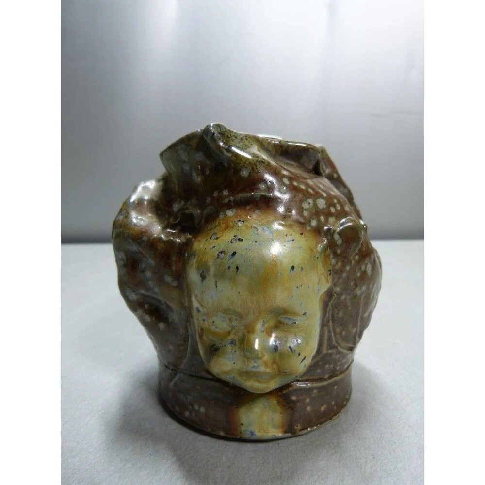 RARE Vintage Drippy Double Faced Signed Steven Hawks. Pottery. 4.5 In Tall. Mint